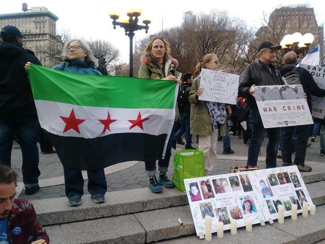 Standing for Gaza and Ghouta in Union Square